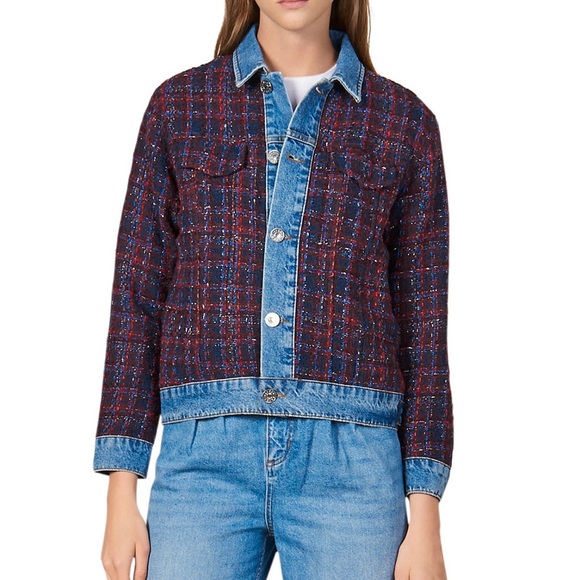 *SOLD* Sandro Chelsy Denim-Trimmed Tweed Jacket - Picture 6 of 12